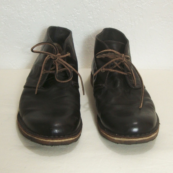 UGG Chukka Boots Black Leather Shearling Lined Men 11 12 13 Ankle Lace Up Shoes - Picture 3 of 6